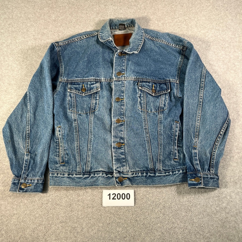 Vintage Structure Trucker Jacket Mens Medium Blue Denim Cotton Button Front